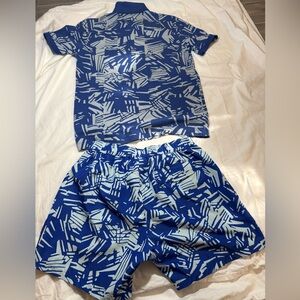 Boss Navy and White Mens short Set